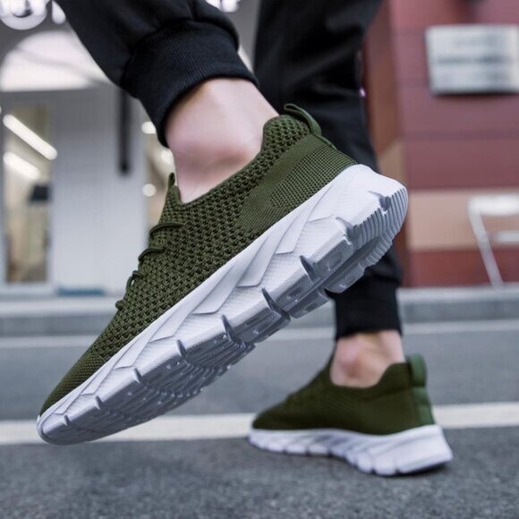 ⚡Mens Green/White Running Fashion Tennis Walking Lightweight Athletic Sneakers - Picture 2 of 7